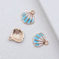 Gold Tone Ridged Seashell Enamel Charms in Three Colors view 3