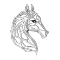 Openwork Horse Head Brooch in Gold Tone and Silver Tone view 5