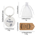 Bee Happy Round Wood Disc Keychain Metal Split Ring view 2