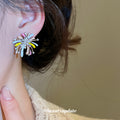Pair of Metal Tone Multicolor Enamel Firework Stud Earrings view 3