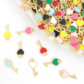 Tiny Heart Lock and Key Charms in Nine Enamel Color Options view 1
