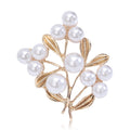 Pearl Berry Branch Brooch Gold or Silver Metal Leaves view 1