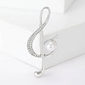 Rhinestone Treble Clef Brooch with Pearl Gold or Silver view 6