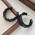 Black Brown and Red Wrapped Chunky C Hoop Earrings view 6