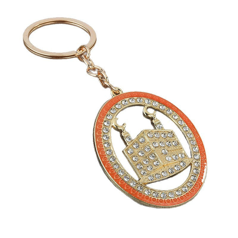 Moon Festival Gold Tone Rhinestone Keychain Arabic Style Bag Charm