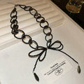 Black Seed Bead Bow Butterfly Glass Teardrop Choker view 6