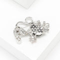 Crowned Shell Effect Cat Brooch With Crystal Body and Flower view 4