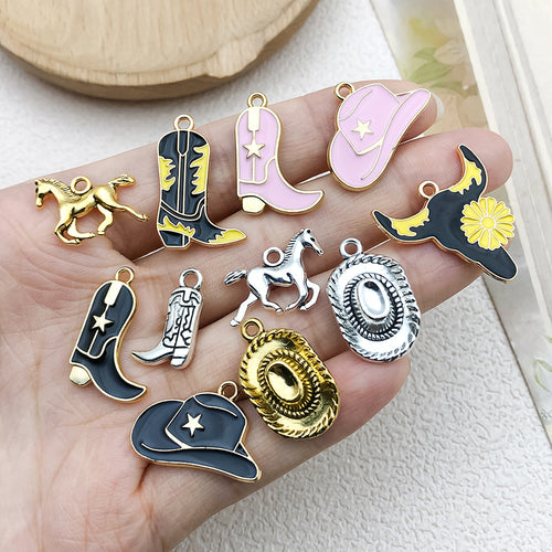 Gold-tone assorted shape charms shown in a close-up product view