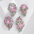 Pink Silver Tone Pink Green Crystal Floral Assortment Crystal Fifteen Designs Metal Brooch view 2
