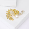 Peacock Brooch With Pearl and Yellow or Clear Crystal Plumage view 4