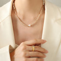 Pearl Stone Glass Bead Necklace Gold Spacers Soft Pink view 1