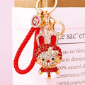 Jeweled Cute Rabbit Keychains in Four Colors with Matching Braided Loops view 7