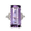 Purple Rectangular Stone Silver Tone Cocktail Ring Sizes 6-10 view 2