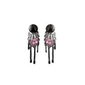 Gunmetal Pink Heart Crystal Drip Tassel Stud Earrings view 4