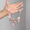 Multi Strand Irregular Shell Crystal Bead Necklace White view 3
