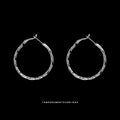 Silver Tone Twisted Large Round Hoop Earrings For Women view 3