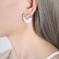 Heart Enamel Stud Earrings Gold Steel Blue White Brown view 11