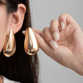 Rose Gold Mirror Oversized Teardrop Statement Stud Earrings view 6