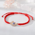 Gold Tone Crystal Evil Eye Adjustable Red Cord Bracelets in Eight Designs view 7