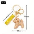 Rhinestone Poodle Dog Keychain Champagne Crystal Charm view 4
