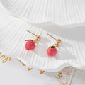 Enamel Fruit Stud Earrings Gold Posts Strawberry 14 Styles view 3