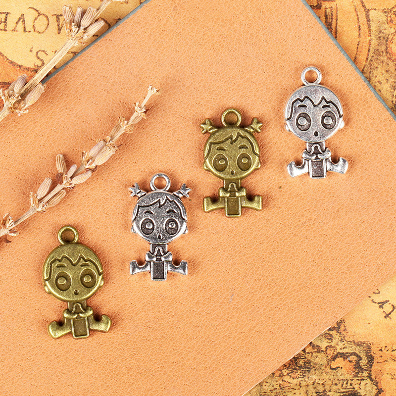23x13mm Cartoon Couple Alloy Charm Pendant