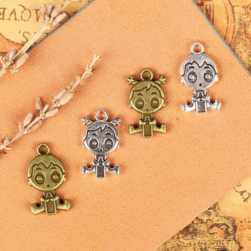 Cartoon Boy and Girl Metal Charms in 4 Decorative Finishes