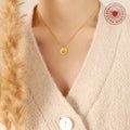 Gold Angel Coin Pendant Necklace Love Angel 316L Disc view 3