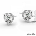 White Gold Heart Halo Stud Earrings Clear Zircon Pair view 5
