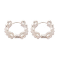 Silver Tone Crystal Wreath Hoop Earrings With Pearl Accents view 5