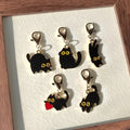 Black Enamel Cat Charm Keychains Gold Lobster Clasps 5 Styles view 1