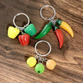 Realistic Orange Bell Pepper and Chili Split Ring Keychains view 2