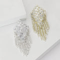 Rhinestone Fringe Brooch In Metal With Stepped Baguette Crystals And Hanging Crystal view 1