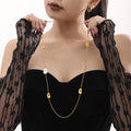 Long Gold Station Necklace White Sea Shell and Metal Discs view 4