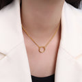 Dual Chain Circle Connector Choker Necklace Three Tones view 8