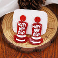 Festive Greeting Top Hat Glitter Acrylic Dangle Stud Earrings view 3