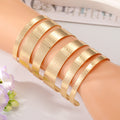 Gold Tone Wide Textured Multi Strip Open Cuff Bracelet view 1