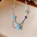 Blue Starfish Beaded Layered Necklace Fashion Jewelry view 4
