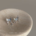 Silver Irregular Butterfly Studs Blue Enamel Crystal Drop view 3
