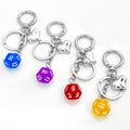Translucent Acrylic Dice Keychain with Heart or Message Tag Charm view 1