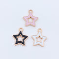 Gold Tone Open Star Enamel Charms in Three Color Options view 4
