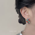 Assorted Silver Multi-Style Zircon Metal Earrings 9 Variants view 4