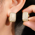 Wide Pave Rectangular Hoop Earrings In Four Metal Finishes view 6
