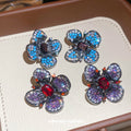 Multicolor Crystal Flower Stud Earrings in Two Colorways view 1