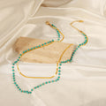 Double Layer Gold Necklace Turquoise Beads Snake Chain view 2