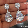 White Gold Teardrop Halo Clear Drop Cubic Zirconia Earrings view 5