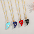 Gold Tone Horn-Shaped Evil Eye Pendant Necklaces in Four Colors view 1