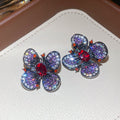 Multicolor Crystal Flower Stud Earrings in Two Colorways view 6