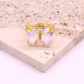 Gold Tone Faceted Crystal Butterfly Adjustable Rings in Five Colors view 7