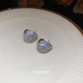 Silver Tone Pavé Teardrop Stud Earrings With Polished Metal Details view 4